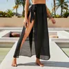 Skirts Skorts Chiffon Long Wrap Sarong Beach Bikini Cover ups Women Girls Leopard Skirts Swimsuit Pareo Quick Dry Printed Anti UV Protective 240319