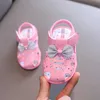 HBP Несовершенно новые милые сандалии принцессы на плоской подошве для девочек, летняя обувь для малышей с бантом