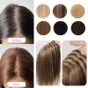 Closures Human Hair Toppers Brown Blonde Piano Colors Human Hairpieces Clips In Silk Base Remy Human Hair Toppers for Women Daily 12inch
