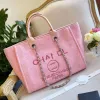 Bag Canvas Womens Tote Letter CC Evening Bags broderade Totes Luxury Handbag Ladies Brand Ch Pearl Designers Handväskor Kvinnliga shopping Cross Body Ryggsäck AEGS