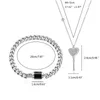Collana orecchini set B36D 2 pezzi chiave pendente serratura braccialetto con ciondoli coppia gioielli regalo di San Valentino