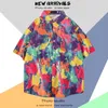 Männer Casual Hemden Sommer Hawaiian Männer Frauen Strand Übergroßen Stil Vintage Kurzarm Shirt Herren Lustige Kopf Druck Mann kleidung Chemise