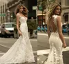 Berta Sheer Mesh Top Lace Mermaid Dresses Tulle Tulle Tulique 3D Floral Wedding Bridal Bridal With Buttons2805562