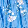 Freizeitkleider Damen Herbst Langes Kleid Knöpfe Blumendruck V-Ausschnitt Ärmel Mode Urlaub Elegant Klassiker Vielseitigkeit