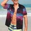 Мужские повседневные рубашки, леггинсы Galaxy Nebula Stars, гавайская рубашка, мужские пляжные рубашки с короткими рукавами Y2K, модные блузки большого размера с уличным принтом