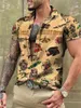 メンズカジュアルシャツデザイナー半袖男性ハワイシャツヴィンテージウエスタン3Dプリントレトロカズアスカミサスブラウスメンズカディス