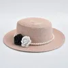 Szerokie grzbietowe czapki słoma dla kobiet w stylu francuskim eleganckie wakacje hat hat hat letnie płaskie plażę plażową gorro