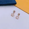 Stud Earrings Pure 18K Rose Gold Women AU750 Star