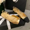Womens Slingbacks Dress Shoes Chunky Heel Slip On Sandals Designer Quilted Texture Cowhide Slide Grosgrain Tweed Mules Outdoor Leisure Shoe Pink Golden Casual Shoe