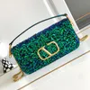 3D broderad pärlstav på kvällspåsar lyxig designer handväska crossbody väska kväll väska mode kvinnors äkta läder röda kedja tygväska valenser axelväska