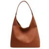 Trekkoord Dames Werktas Mode PU Ruim Hobo Sling Casual Shopper Schoudertas Voor Dagelijks Kantoorgebruik Effen Kleur Handtas