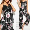 Damska odzież snu Nowa moda dla kobiet bez rękawów Black Lace Floral Nightwear Pajamas Zestawy miękkie wygodne seksowne zestawy mody 2023 HOT SPRZEDAŻYC24319