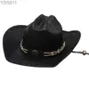 Brede Rand Hoeden Emmer Nieuw Kunstleer Western Cowboy Voor Mannen Vintage Cowgirl Mode Ridder Hoed Retro Gentleman Jazz Grasland Gebogen 240319