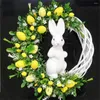 Dekorativa blommor Easter Garland Wreath Hanging Ornament Festival Decoration 2024 Happy 25cm Diameter