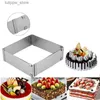 Bakvormen Vierkant RVS Cakevorm Ring Verstelbare Stretch Vierkante Mousse Cirkel Taartversieringsgereedschap Mousse Dessert Bakvorm L240319