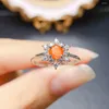 Klusterringar oktober Birthstone Ring Natural Fire Orange Opal Engagement Band Sterling Sier Jewelry Snowflake