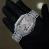 Iced Out Luxo Vvs Moissanite Relógio Diamante Busto Baixo Hip Hop Stainlwatchess Aço