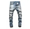 Jeans firmati da uomo neri pantaloni da moto skinny strappati di lusso neri pour hommes pantaloni da uomo hip hop denim rock revival9358197