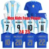 아르헨티나 3 스타 축구 유니폼 기념 24 25 팬 플레이어 버전 메시시 맥스 맥스 Mac Allister Dybala di Maria Maria Martinez De Paul Maradona Child Kid Kit 남자 여자 셔츠