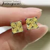 Stud PANSYSEN 100% 925 Sterling Silver 6MM Square Citrine Gemstone Wedding Engagement Ear Stud Earrings Fine Jewelry Gifts WholesaleC24319