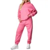 Pink Women 2 Piece Pant Set -joggar Svettdräkt Vintertraktioner Långärmad kvinnors hoodies Sweatshirts Set
