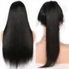 Perruque Lace Front Wig synthétique lisse 250% naturelle, perruque noire lisse pour femmes, perruques quotidiennes sans colle résistantes à la chaleur