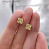 Stud PANSYSEN 100% 925 Sterling Silver 6MM Square Citrine Gemstone Wedding Engagement Ear Stud Earrings Fine Jewelry Gifts WholesaleC24319