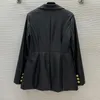 여자 재킷 빈티지 블랙 재킷 활주로 디자이너 싱글 버튼 라펠 슬림 푸리어 블레이저 코트 2024 가을 여성 고품질 아웃웨어