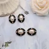 Boucles d'oreilles géométriques en émail noir, perle, rétro, tendance, tempérament, Style élégant, fête, cadeau moderne pour femme