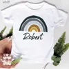 T-shirts Personalised Rainbow with Name T-Shirt Children for Boys Girls Clothes Custom Kids Shirts Child Baby Tees Tops Toddler T ShirtsC24319