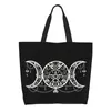 Boodschappentassen Triple Moon Godin Boodschappentas Gedrukt Canvas Shopper Schoudertas Grote capaciteit Draagbare Pagan Wiccan Handtas