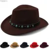 Cappelli a tesa larga da donna Cappelli a secchiello da uomo in lana da cowboy occidentale Cappellini da Panama Sombrero da esterno da viaggio Sunbonnet Party Taglia regolabile M-L 240320