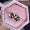 Studörhängen 1Carat Green Moissanite Earring S925 Silver Studs For Woman Fine Jewelry GRA 6mm