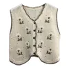 Gilets pour femmes Boho Femmes Crochet Tricot Gilet Gilet Vintage Coloré Motif Floral Cardigan Sans Manches Pour Veste Hippie Crop Drop