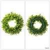 Decorative Flowers Patricks Day Wreaths Artificial Four Leaf Clovers Garlands Grass Green Wreath For Farmhous Coffee Shops Decor Drop