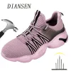 Laarzen Dians Safety Shoes staal teen vrouwen mannen constructie werk schoen lichtgewicht ademende sneaker onverwoestbaar werk laarzen paars paars