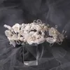 Tiaras ręcznie robiony srebrny pałąk ślubny kryształowe pasma włosów Perły Ręcznie robione vintage Wedding Hair Hair Akcesoria dla normy dla negocjowania PROM Crown Y240319