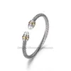 Braccialetti Dy Uomo Bracciale placcato Donna Designer di lusso Testa di perla intrecciata Braccialetti intrecciati versatili alla moda Gioielli Regali di nozze in platino 5MM