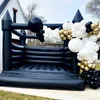 Activités de plein air Adultes et enfants maison gonflable gonflable 15x15ft-4.5x4,5m Blanc / Black Bounce House Jumping Castle001