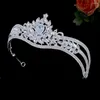 Hårklipp kvinnor krona bröllopstillbehör brud pannband engagemang smycken kristallblad form pageant coronets headpiece yq238