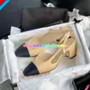 Kanał Kobiety Slingbacks Łańcuchy sandałowe Balet Flats Buty Espadrilles Sandals Panie Party Wedding Suknia buty Chunky High Heels Pumple Mokorki 352