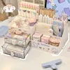 Desktop caixa de armazenamento cosméticos organizador gaveta escritório rack papelaria caneta titular coelho bonito kawaii 240306