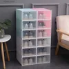 Opslaghouders Rekken Transparant plastic schoenenrek opbergbakken ladecombinatie flip room organizer schoenenrek opslag kunstwerk verdikking Y240319