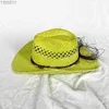 Hüte mit breiter Krempe, handgefertigter Cowboyhut, Seeblau, Jazz, hohler Rand, für Herren und Damen, Outdoor-Sonnenschutz, ethnischer Strand 240319