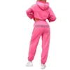 Rose femmes 2 pièces pantalon ensembles Joggers Sweat costume hiver survêtements à manches longues femmes sweats à capuche ensemble