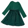 Girlymax Natal Inverno Caçador Verde Swiss Dot Bebê Meninas Crianças Roupas Mamãe Me Vestido Romper Família Olha Irmão 240311