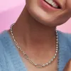 925 Sterling Silver Fit Original ME Small-Link Chain Necklace Beaded Double Layer Chain Logo Pearl Pendant DIY Women's Necklace Jewelry