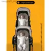 Strollers# 2024New Luxury twins baby strolleraluminum frame PU leather twin prambaby can sit and lyingdouble baby stroller carriage L240319