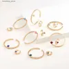 Charm Armband 2021 Classic Women Fashion 2 PCS Ring Set Simple Can Color Design Gold Open Coff Bangle Ring Smycken Set L240319