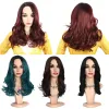 Perruques MSIWIGS Longue Perruque Rose pour Femmes Deux Tons Noir et Blond Ondulés Cosplay Résistant À La Chaleur Synthétique Faux Cheveux